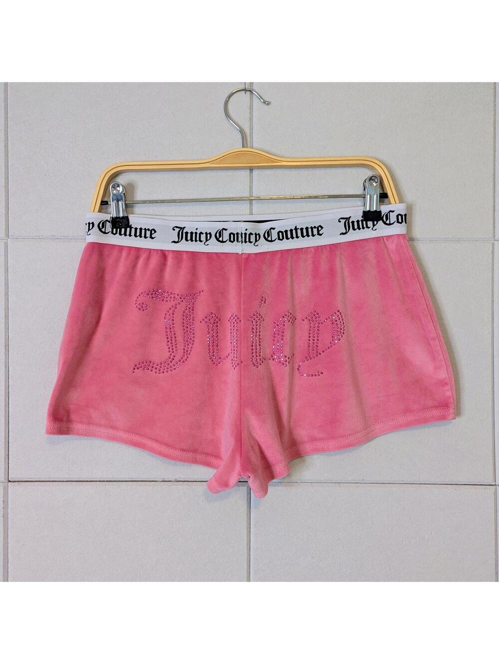 Juicy Couture velour rhinestone logo shorts